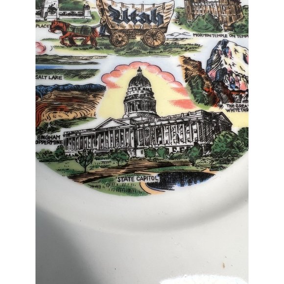 Norcrest Utah Gold Edged State Plate  11" Diameter White, Gold   China - Picture 5 of 16